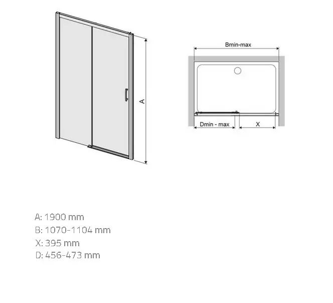 Zuhanyajtó D2L/Freezone 110 W0 Glass Protect