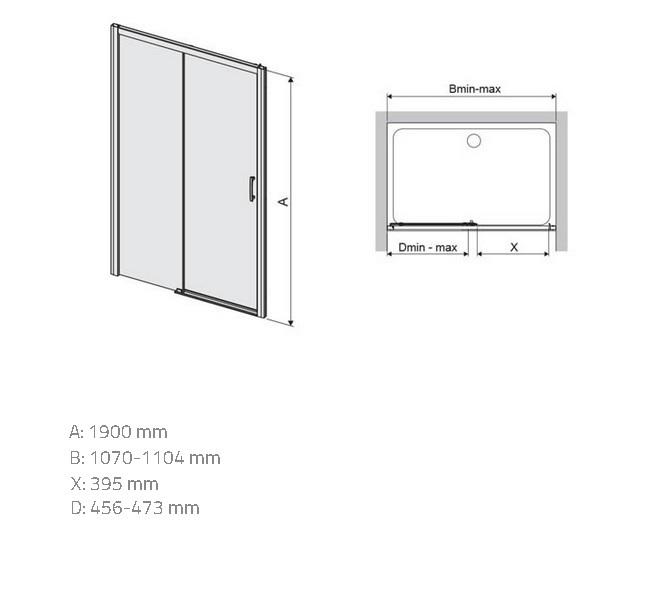 Zuhanyajtó D2L/Freezone 110 W0 Glass Protect