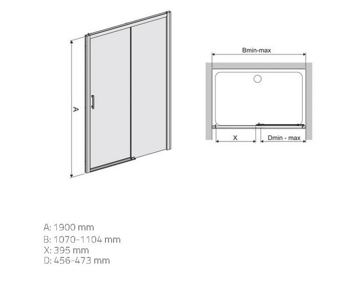 Zuhanyajtó D2P/Freezone 110 W0 Glass Protect