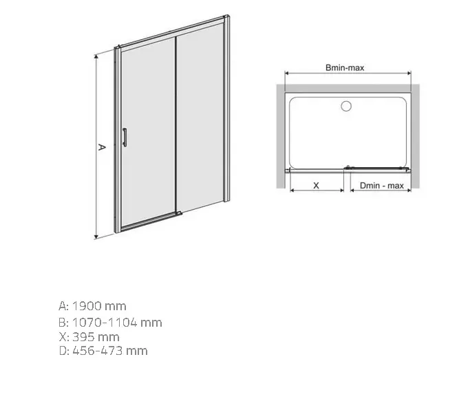 Zuhanyajtó D2P/Freezone 110 W0 Glass Protect,2