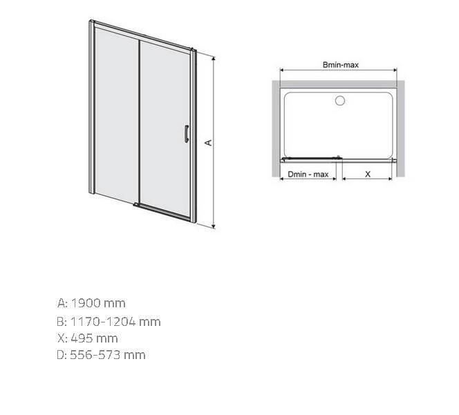 Zuhanyajtó D2L/Freezone 120 W0 Glass Protect