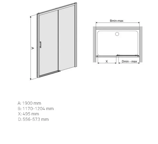 Zuhanyajtó D2P/Freezone 120 W0 Glass Protect,2