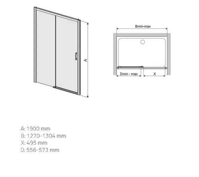 Zuhanyajtó D2L/Freezone 130 W0 Glass Protect