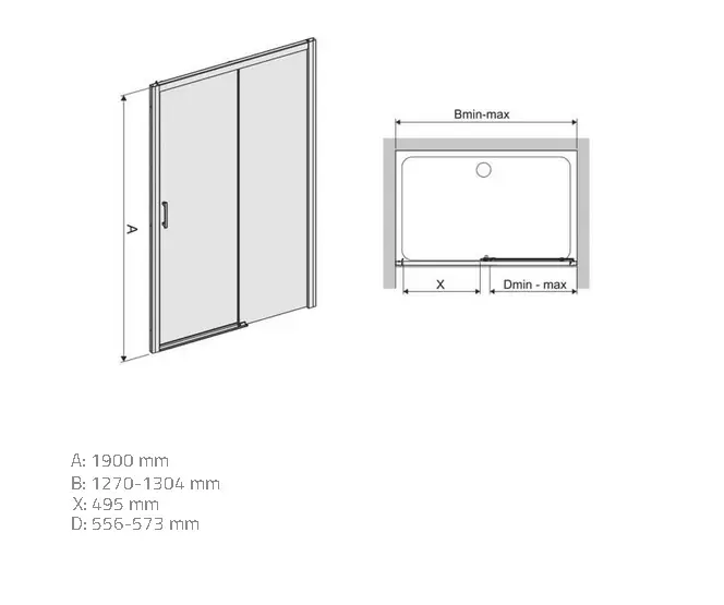Zuhanyajtó D2P/Freezone 130 W0 Glass Protect,2