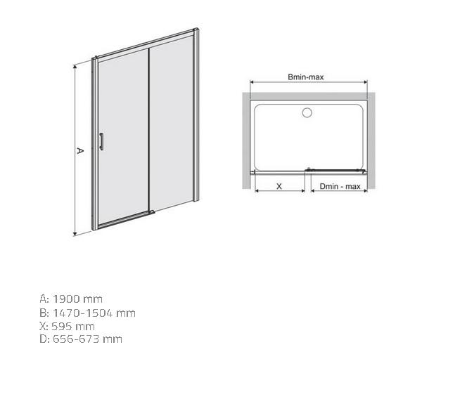 Zuhanyajtó D2P/Freezone 150 W0 Glass Protect