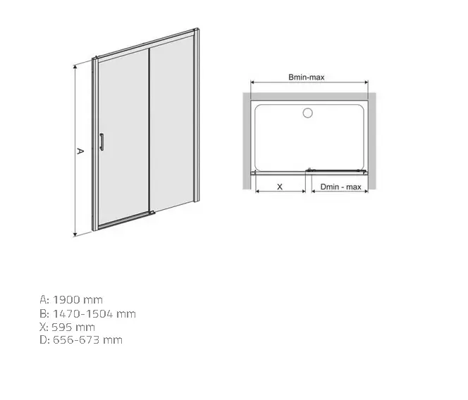 Zuhanyajtó D2P/Freezone 150 W0 Glass Protect,2