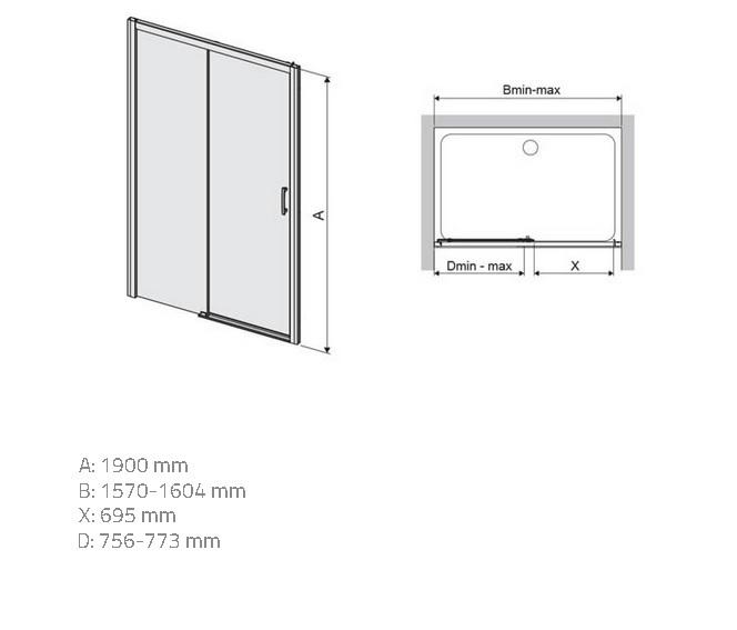 Zuhanyajtó D2L/Freezone 160 W0 Glass Protect