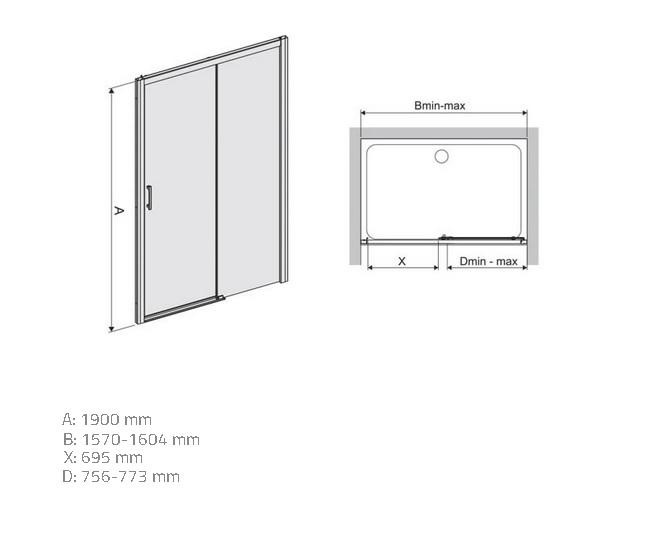 Zuhanyajtó D2P/Freezone 160 W0 Glass Protect