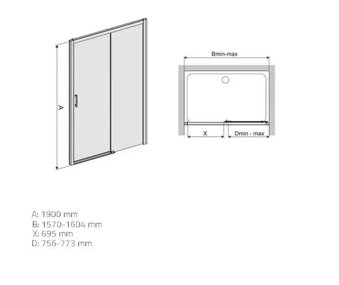 Zuhanyajtó D2P/Freezone 160 W0 Glass Protect,2