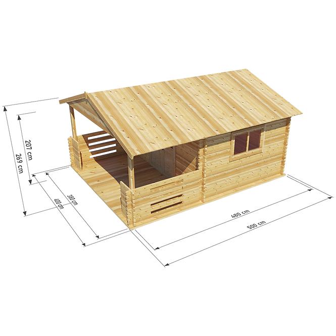 Kertház Zuzia II 4x3m + erkély 4x2m padlóval