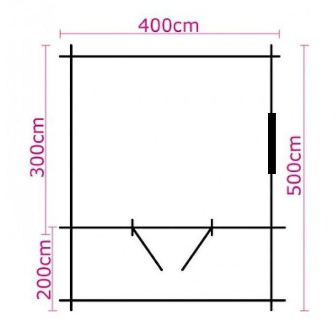 Kertház Zuzia II 4x3m + erkély 4x2m padlóval
