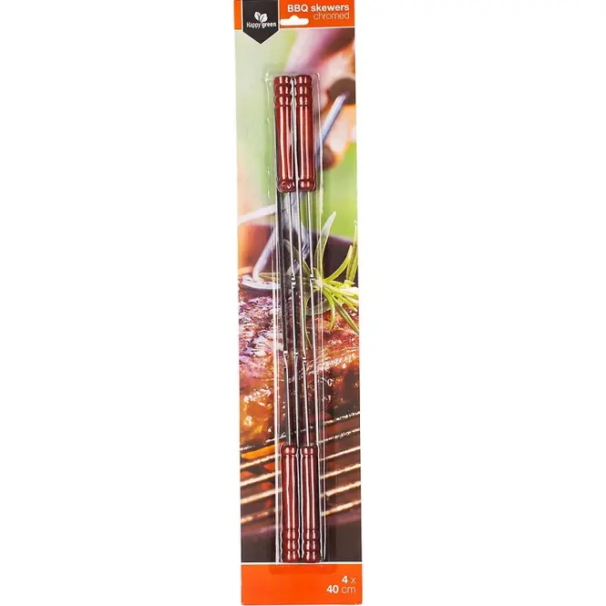 Krómozott tűk grillezéshez, BBQ 40 cm ,4 db,2