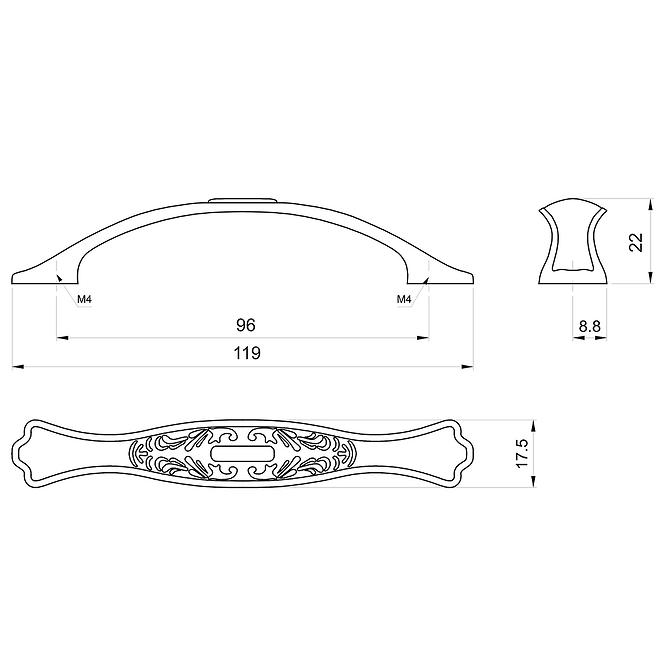 Fogantyú retro ur050 patina / sárgaréz