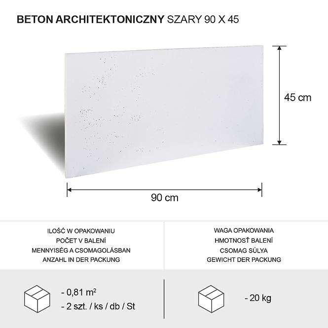 Építészeti beton 90x45x1,5/szürke