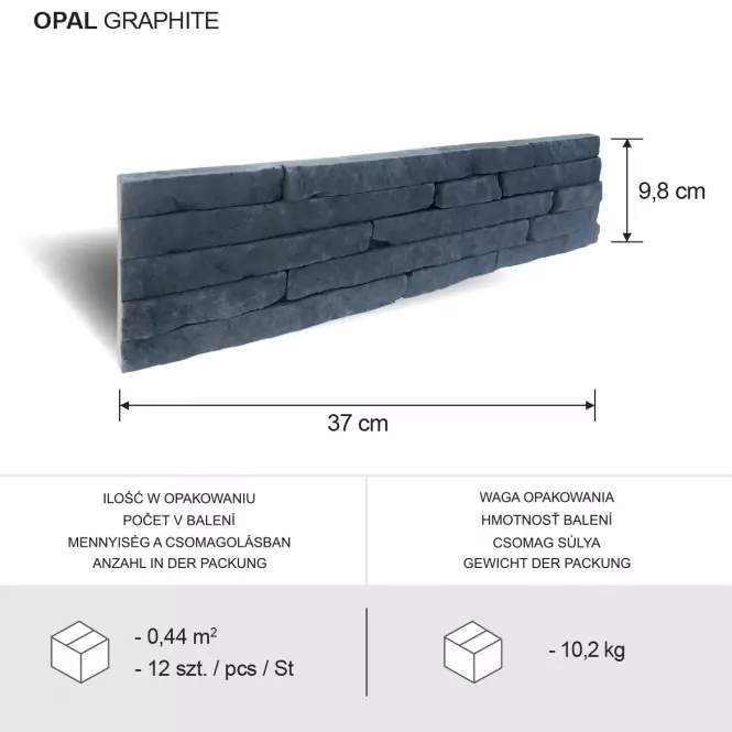 Csempe dekoratív Opal grafit csomag=0,44m2