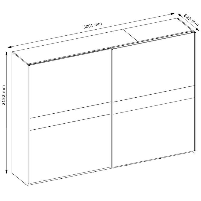 Szekrény Gamma 300 cm tölgy wotan/fehér