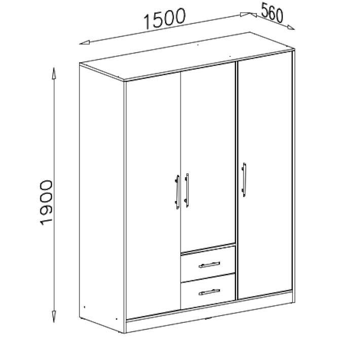 Szekrény Smart SR2 150 cm tölgy sonoma/fehér