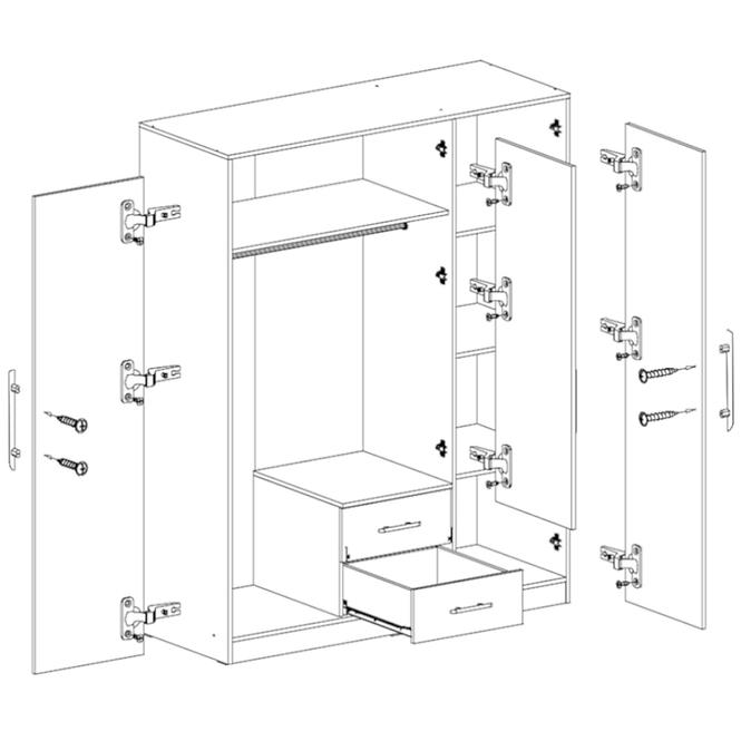 Szekrény Smart SR2 150 cm tölgy sonoma/fehér