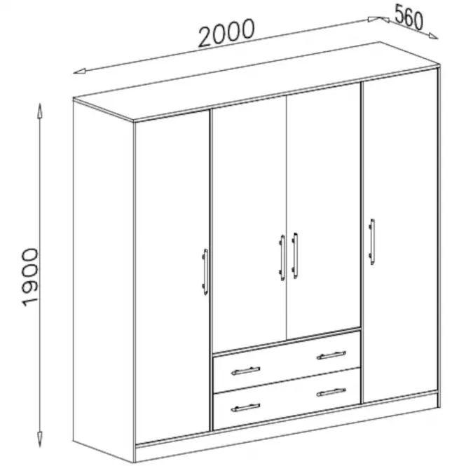 Szekrény Smart  SRl1 200 cm tölgy sonoma/fehér,4