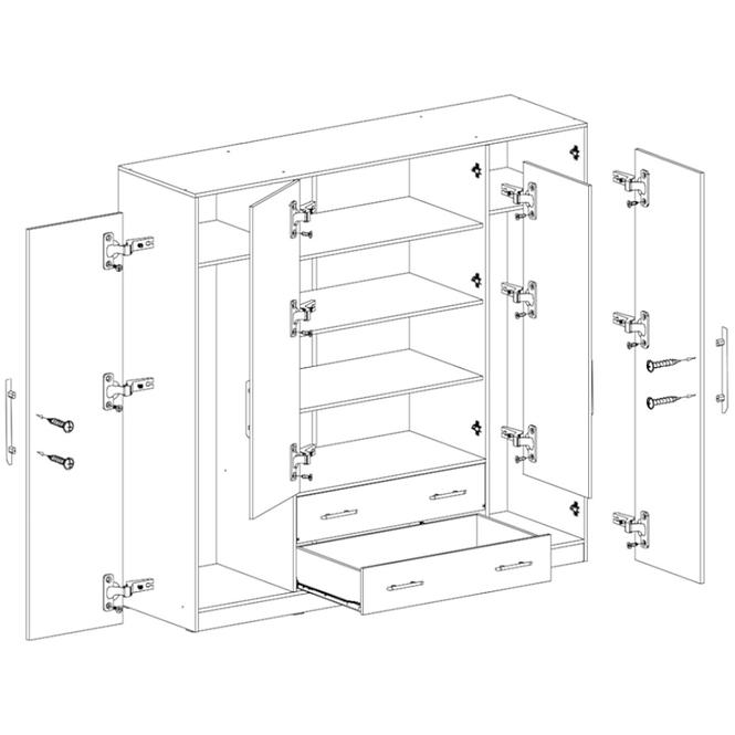 Szekrény Smart  SRl1 200 cm tölgy sonoma/fehér