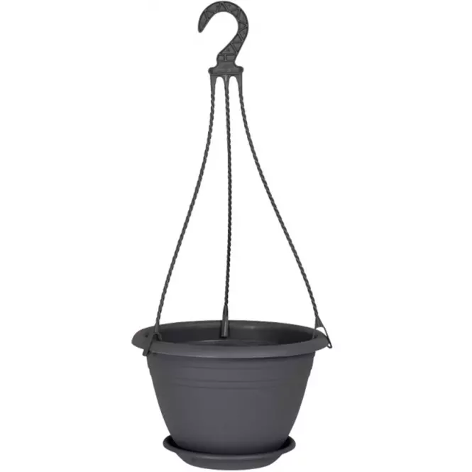 Függő virágtartó GALICIA műanyag antracit d25cm,2