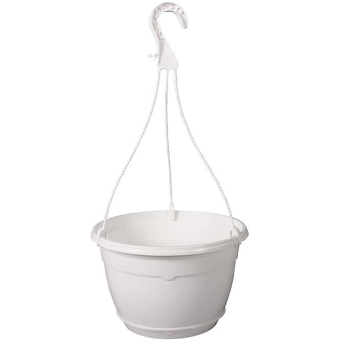 Függő virágtartó TEKU tállal műanyag fehér d25cm,2
