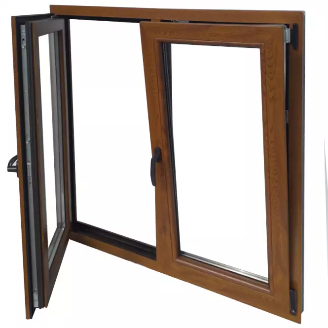 Ablak kétszárnyú szimmetrikus 146,5x143,5cm arany tölgy