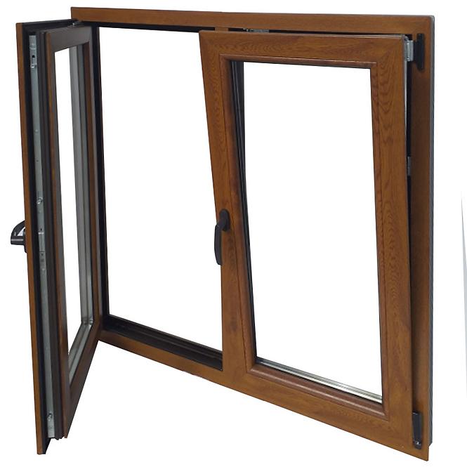 Ablak kétszárnyú szimmetrikus 146,5x143,5cm arany tölgy