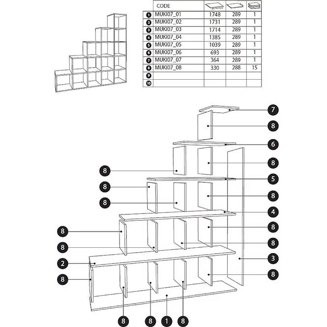 Regál Muki 07 tölgy WOTAN