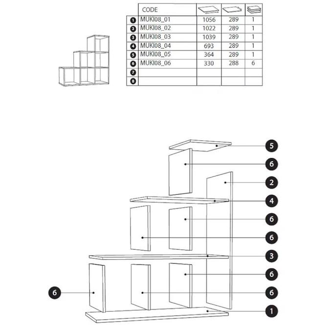 Regál Muki 08 tölgy WOTAN