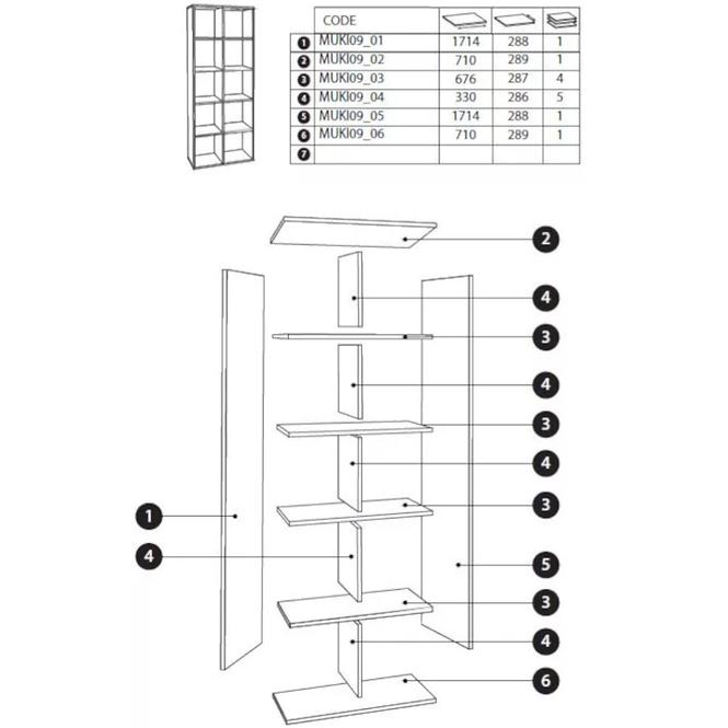 Regál Muki 09 tölgy WOTAN