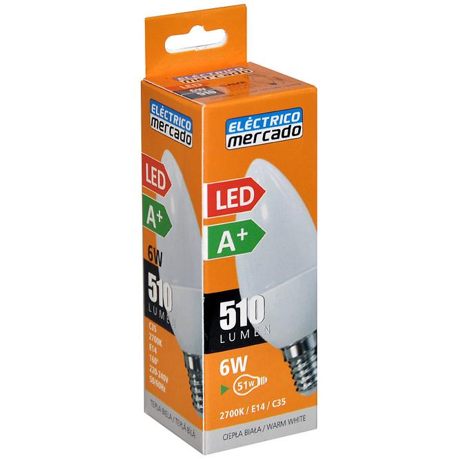 Izzó LED EM 6W C35 E14 2700K