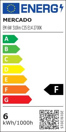 Izzó LED EM 6W C35 E14 2700K