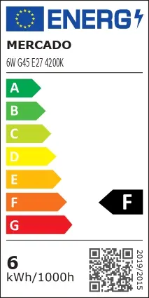 Izzó LED EM 6W G45 E27 4200K,5