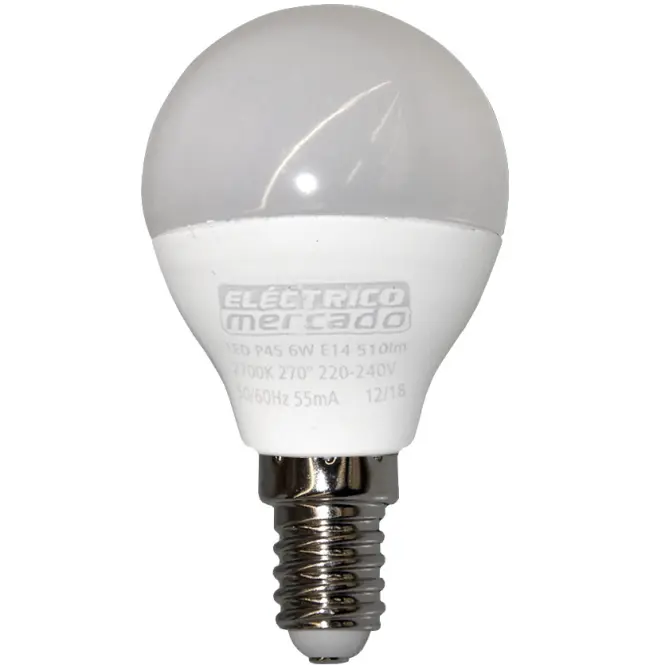Izzó LED EM 6W P45 E14 2700K,2