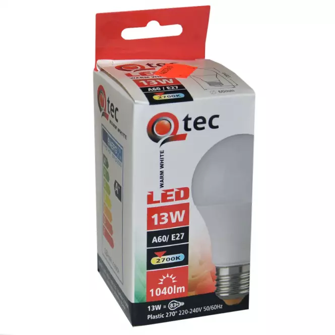 Izzó LED QTEC A60 13W E27 2700K