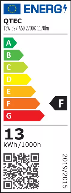 Izzó LED QTEC A60 13W E27 2700K,8