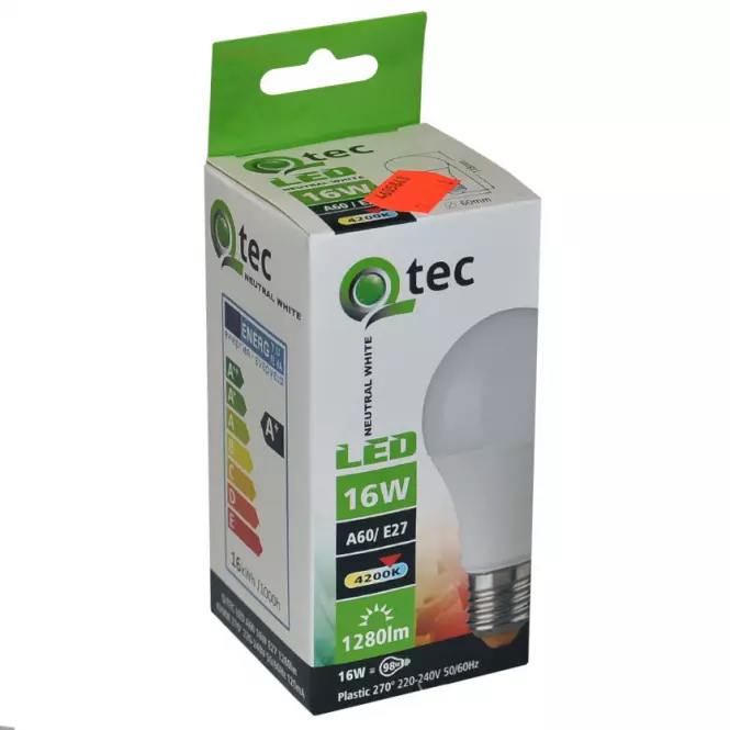 Izzó LED QTEC A60 16W E27 4200K,3