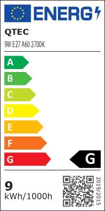 Izzó LED QTEC A60 9W E27 2700K,7