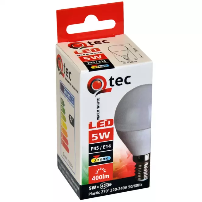 Izzó LED QTEC P45 5W E14 2700K