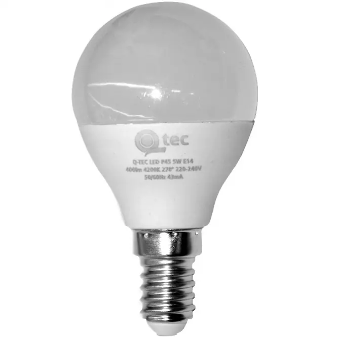 Izzó LED QTEC P45 5W E14 4200K,2