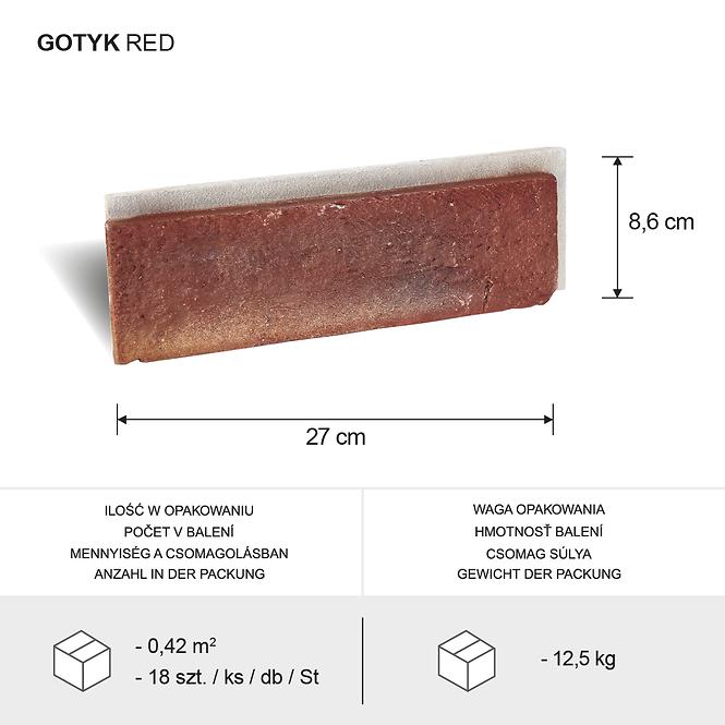 Csempe dekoratív Gotyk czerwony op=0,42m2