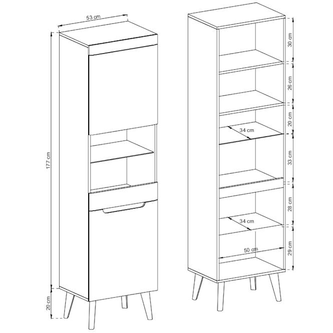 Vitrin NORDI NWT53 fehér
