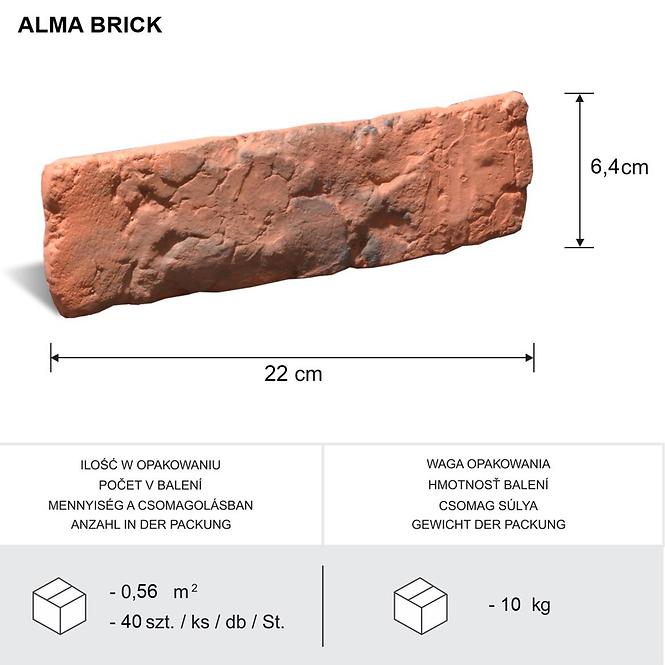 Csempe dekoratív Alma brick csomag=0,56 m2