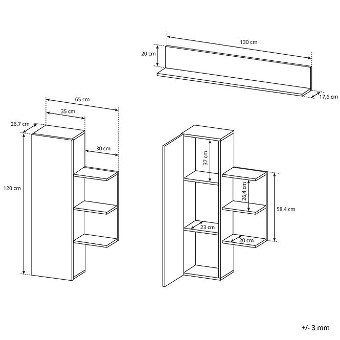 Nappali bútor Alva grande oak/fehér matt,6