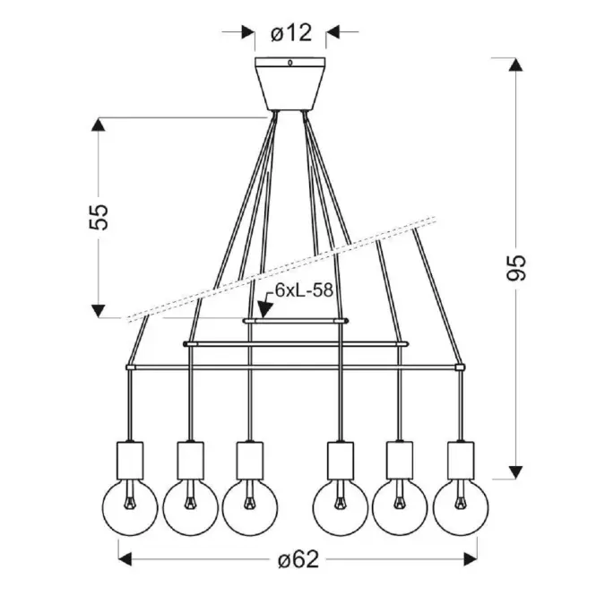Lámpa Alto 6x40W E27,2