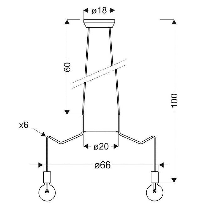 Lámpa Basso 6x40W E27,2