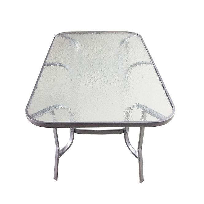 Fém bútorkészlet üveg asztal + 4 székek szürke