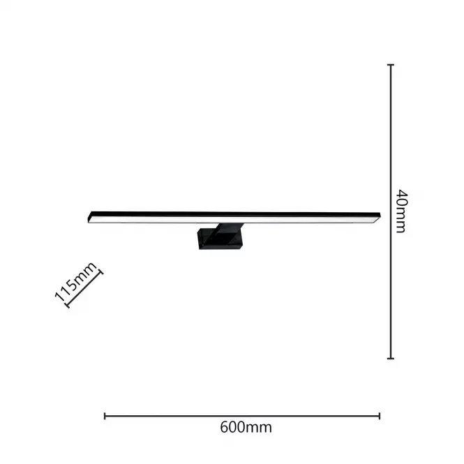 Lámpa Shine Black 4382 fekete 60cm IP44 K1,3
