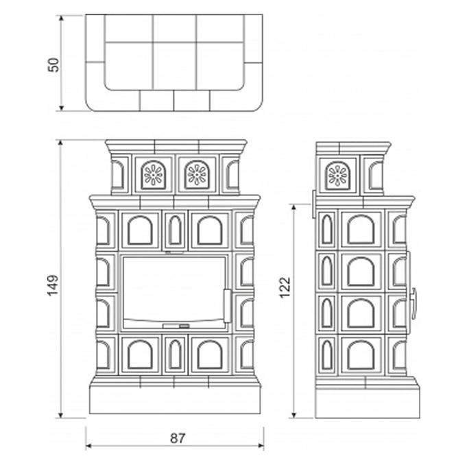 Kandallókályha Melk Creme-Coffeebrown 9 kW